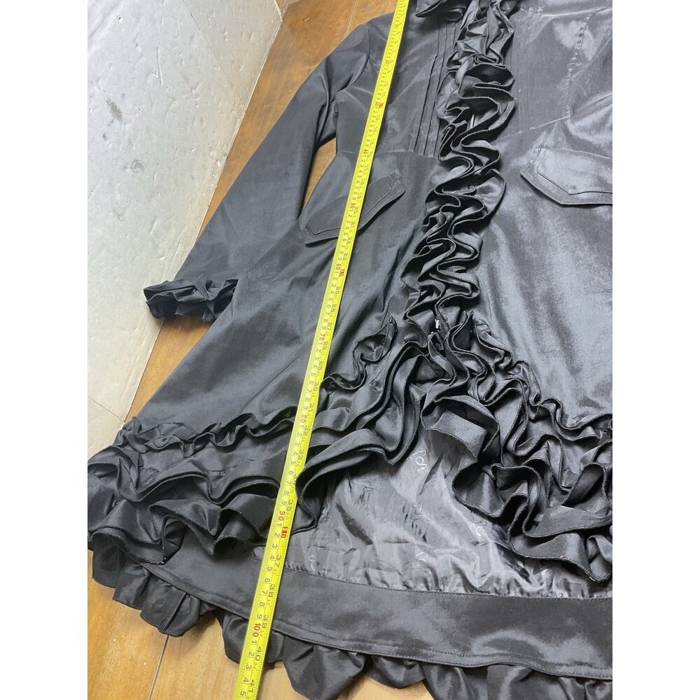 Samuel Dong Bubble Coat Dress Black Medium Ruffle Trench Goth READ - Picture 7 of 16